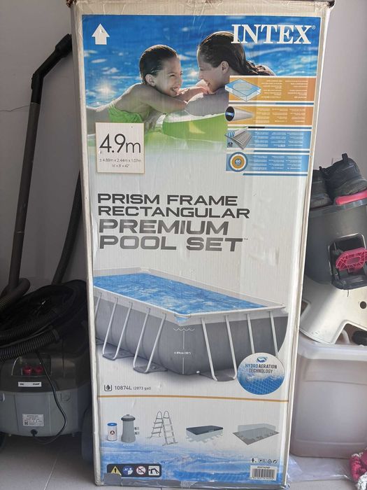 Vand Piscina cu cadru metalic Intex Prism Frame dreptunghiulara 488cm x 244cm cu pompa de filtrare cu nisip