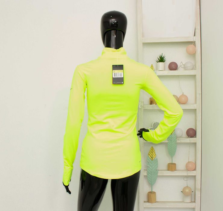 Nike Pro оригинална дамска блуза с цип и дълъг ръкав за тренировки ярко жълто S нова