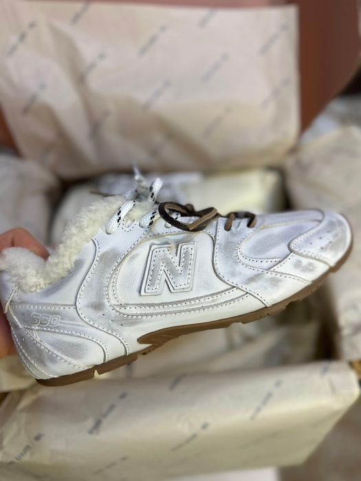 New balance 530 sl miu miu белый с мехом