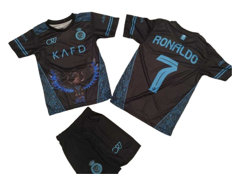 Роналдо 2025 новия детски спортен сет от тениска шорти калци Ал Насър