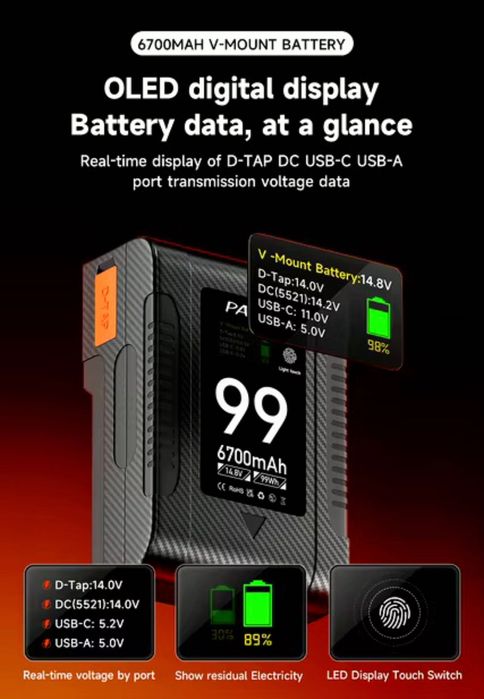 V-Mount батерия. 99WH/. батерия за камера. осветление. фото. видео