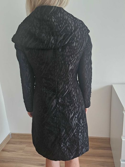 Palton jacard negru elegant