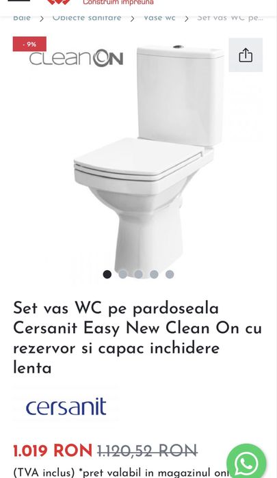 Vas WC Cersanit pe pardoseala