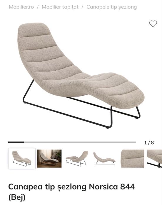 Canapea tip șezlong Norsica 844 – bej, stil modern, ca nouă