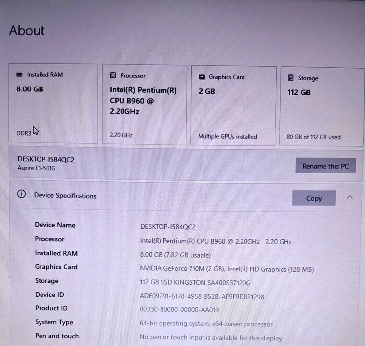 Laptop acer 15,6