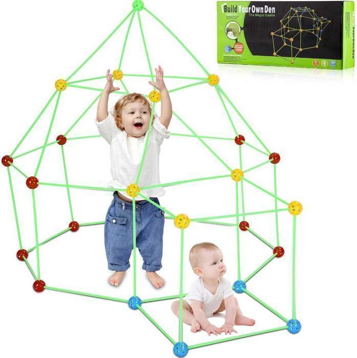 Kit de constructie Fort pentru copii, 174 piese, Jucarie educationala