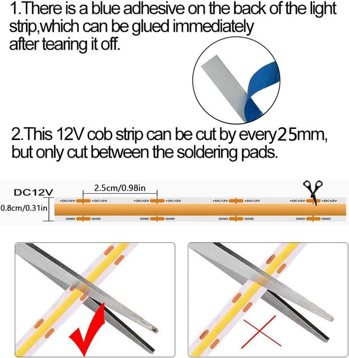 COB LED Strip  Лента 12V 4500K