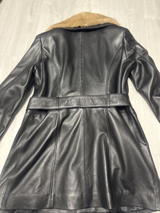 Haina din piele naturala cu blana de nurca