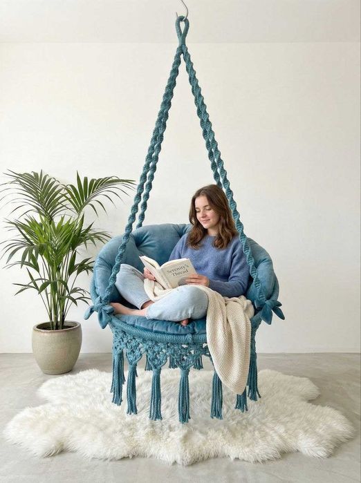 ГАМАК МАКРАМЕ подвесное кресло качели +подушка в подарок GAMAK MAKRAME