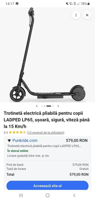 Trotineta electrică nou nouța pentru copii 12 13 ani.