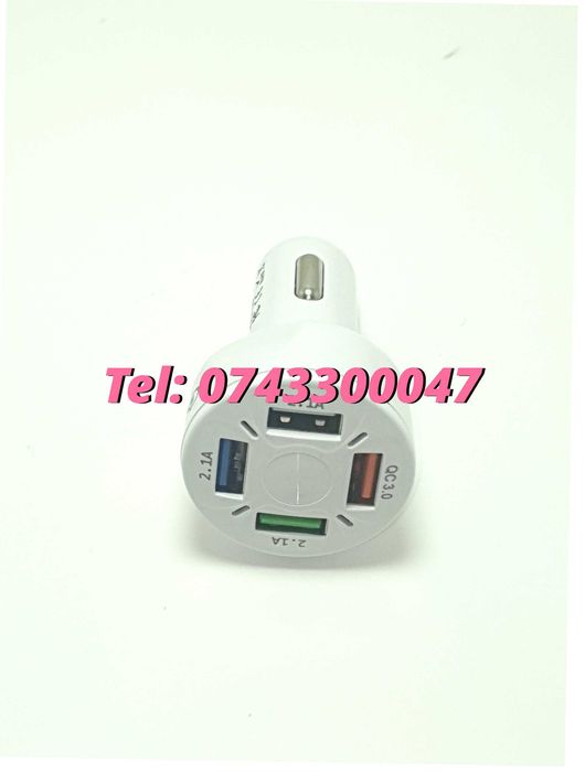 Incarcator Universal Masina Auto 4 Porturi Bricheta Usb Qc Fastcharge