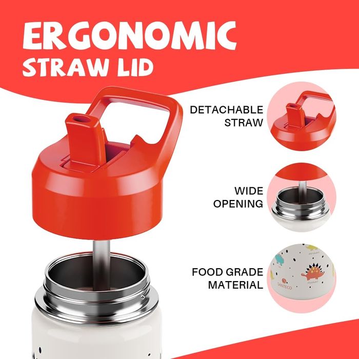 Висококачествена Детска бутилка за вода SANTECO със сламка 500мл