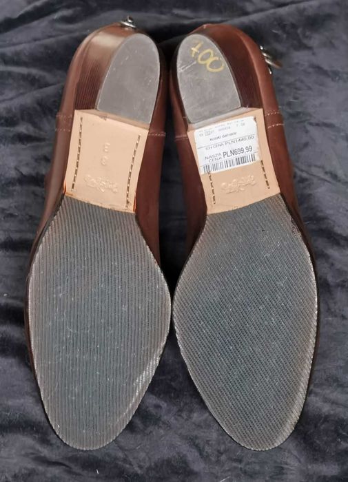 Botine maro dama originale piele naturala Coach ghete office femei