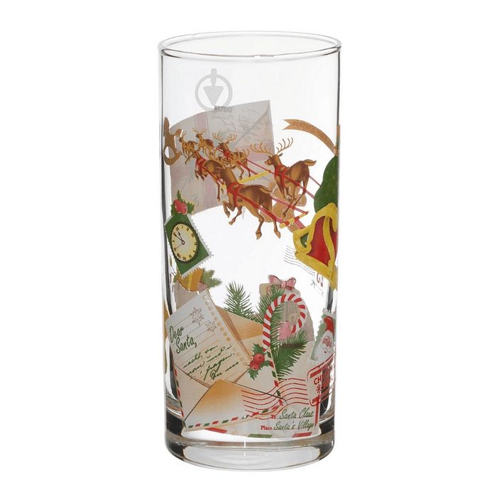 Комплект 4 броя чаши 270 мл. с Коледен декор D343 Uniglass Poshta Sant