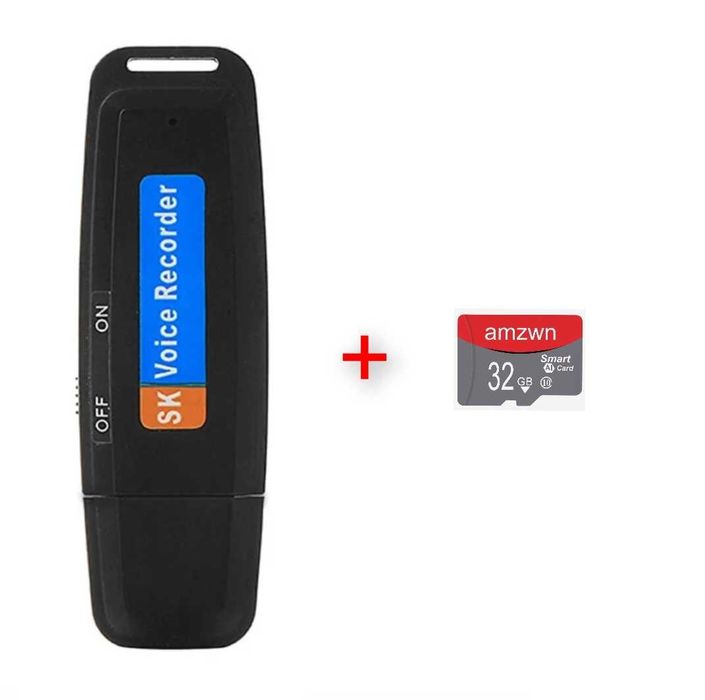 Шпионски Аудио Рекордер Подслушвател Диктофон + 32GB TF SD карта памет