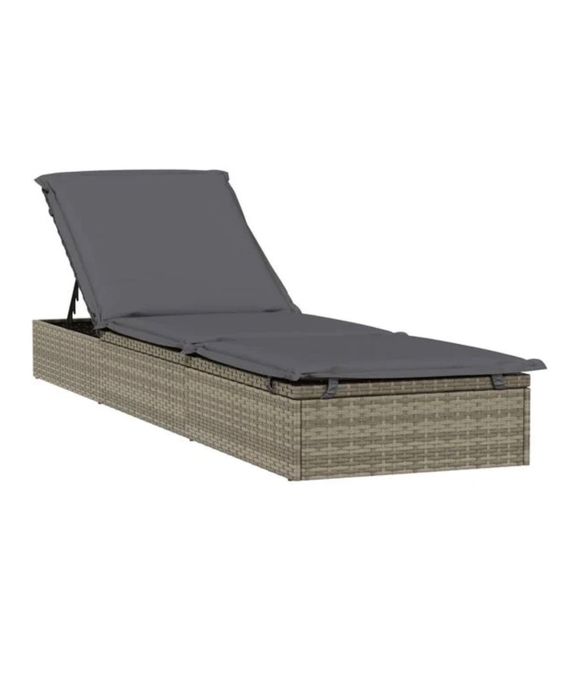 Sezlong cu pernă, 1buc gri 201x55x62cm poliratan