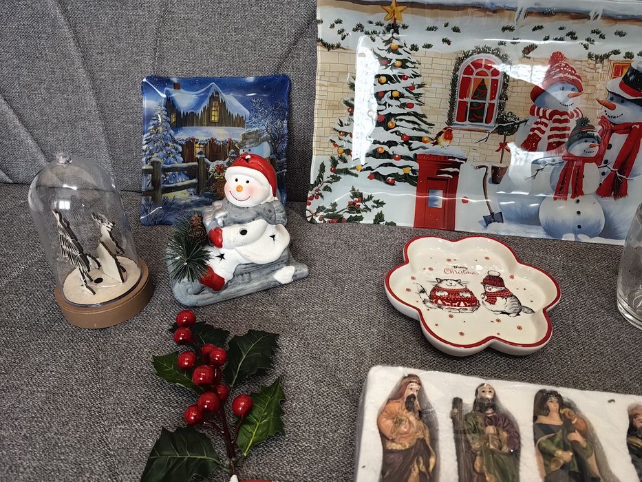 Set de masă crăciun tăvi de sticlă, scenetă nașterea Domnului...
