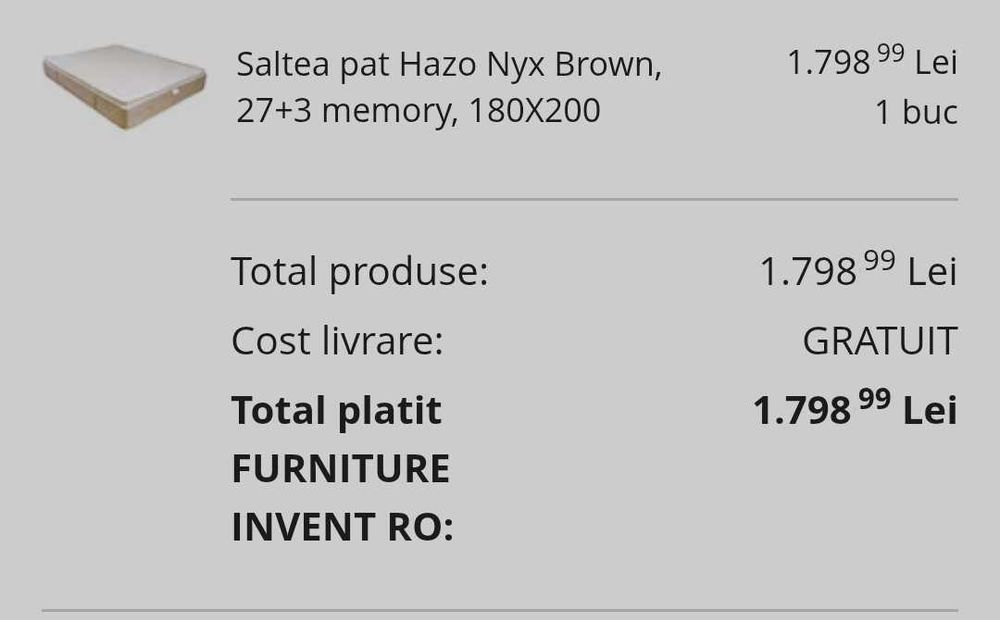 Saltea de pat cu topper 180x200