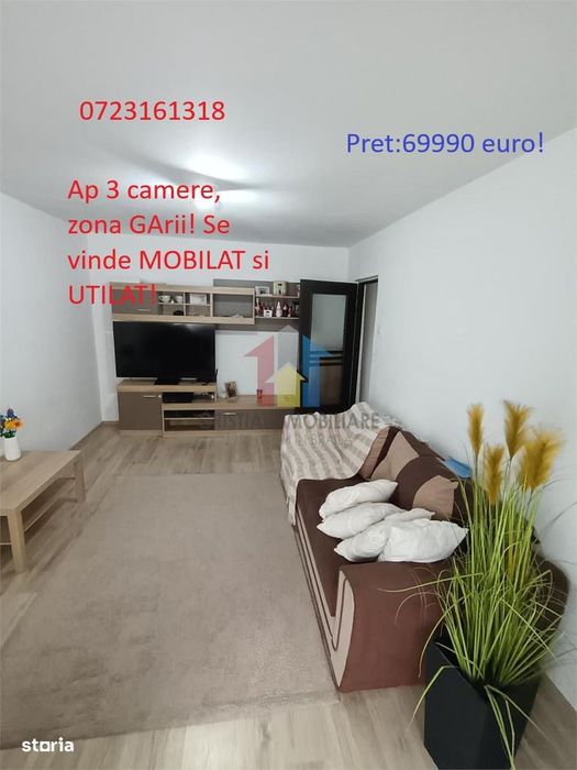 Mobilat si Utilat! Ap 3 camere, zona Garii, SPATIOS — fotografia 1
