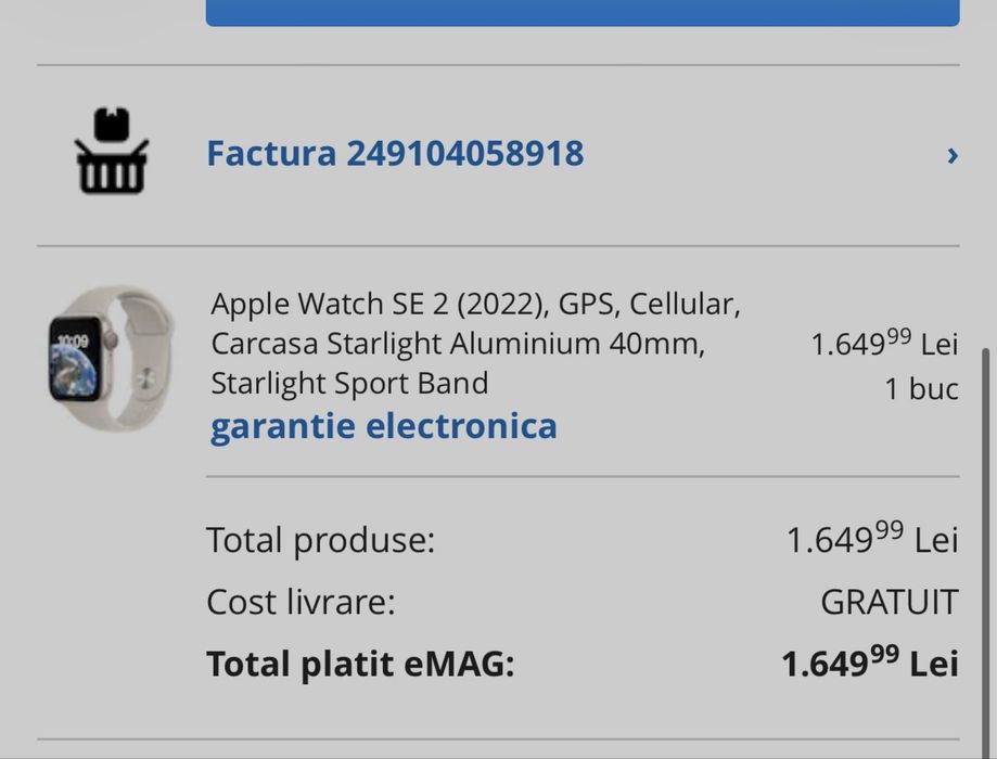 Apple watch SE 2 gps cellular starlight 40 mm