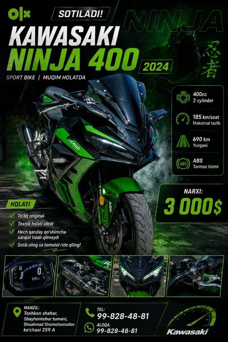 Kawasaki 400cc sotiladi