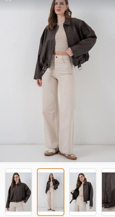 Кафяво кожено бомбър яке  XS