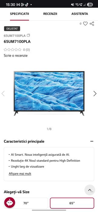 Televizor LG, 65 inch, 4K , model 65UM7100PLA