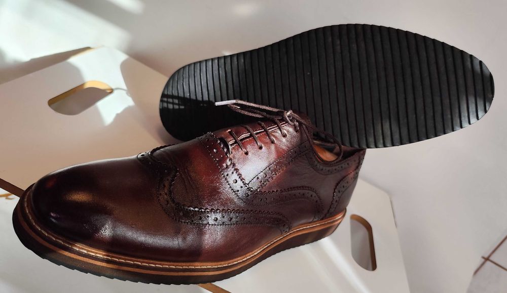 Pantofi oxford 42 smart casual brogue Lav Artigianale piele naturala moale maro