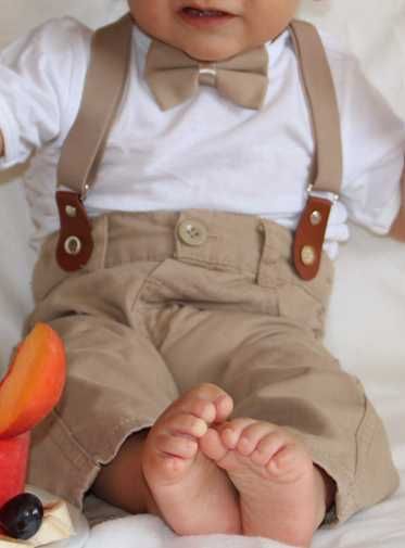 бежов панталон с папийонка за момче рожден ден/ кръщене/ фотосесия