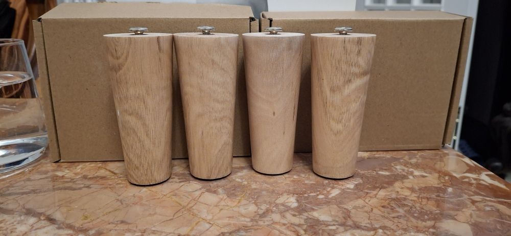 Set 4 picioare conice din lemn masiv pentru mobilier - 10 cm