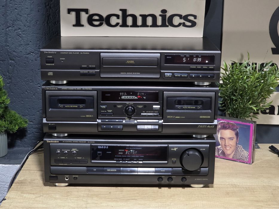 Linie audio TECHNICS, amplituner sa-ex120 ,dublu deck rs-tr373m2, cd player  sl-pg480a, hifi 2x80w 8 ohm, stereo