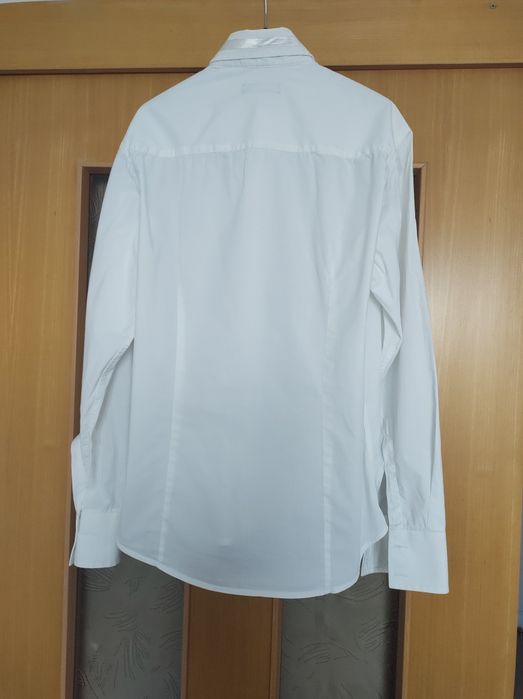 Camasa Alba Eleganta Bumbac Elastic Pense Unisex Barbati Femei