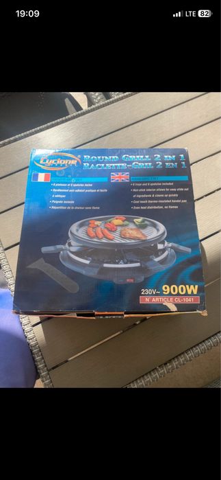 Grill electric Cyclone 2 în 1 (Raclette + Grill), 900W – nou în cutie