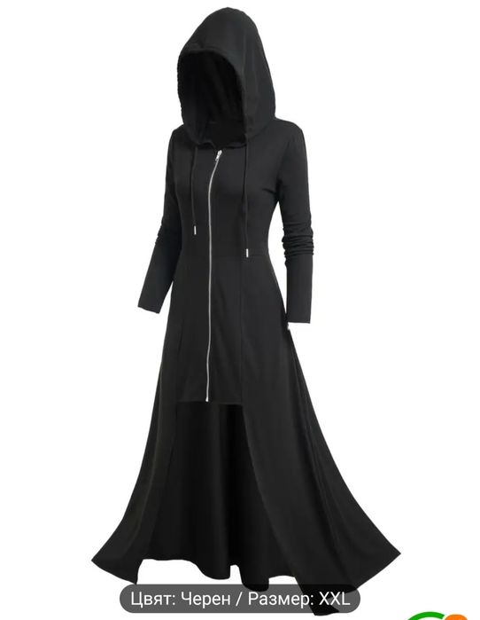 Черен дълъг суичър готик стил