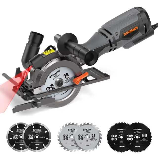 Mini ferăstrău circular 710W 115mm cu laser, portabil 3500RPM 6 discuri – MCS01A
