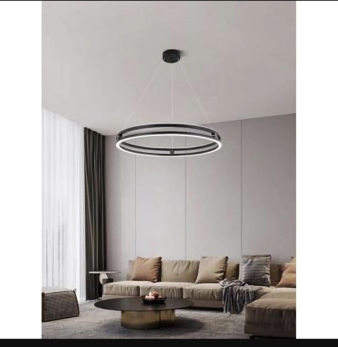 Lustra LED suspendata cu telecomanda 3 functii negru 60cm 136W