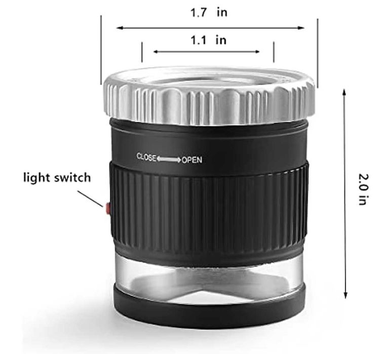 Регулируема фокусна лупа. Увеличително стъкло с LED UV светлина