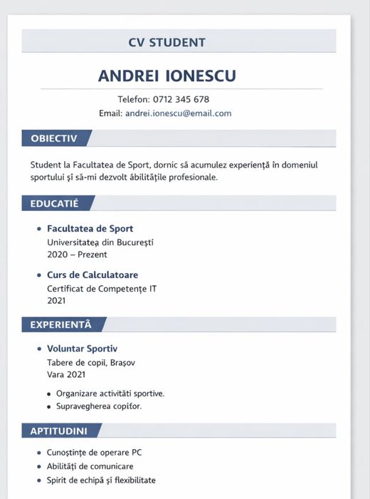 CV profesional- realizare rapida pentru orice domeniu