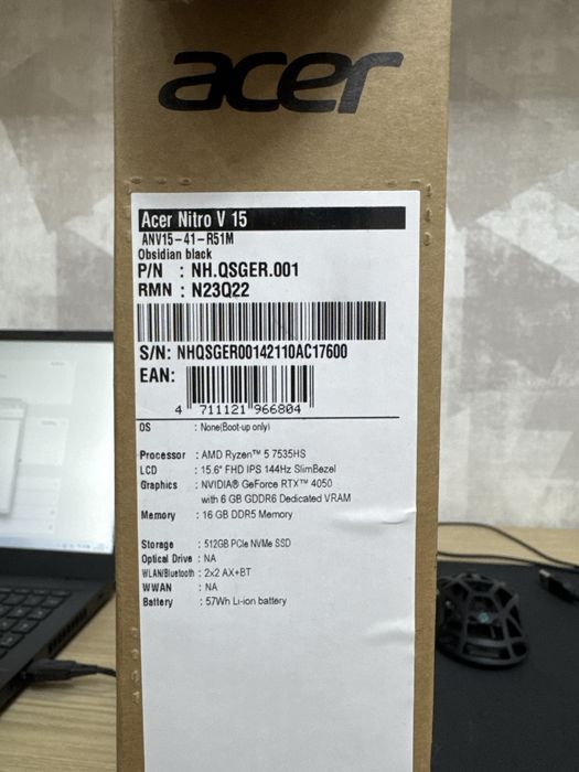 ноутбук Aser nitro v15