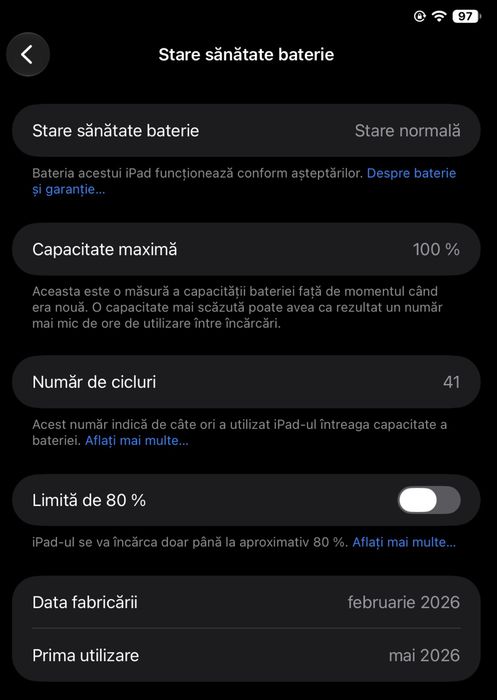 Ipad a16 gen 11 128gb 41 cicluri încarcate