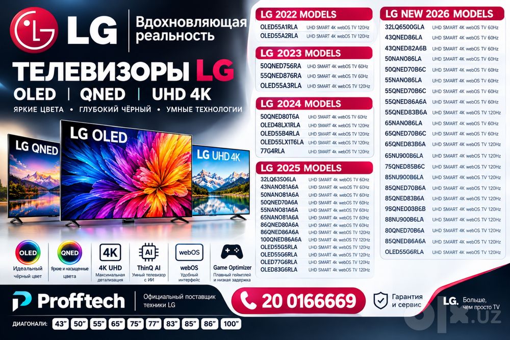 Телевизоры LG OLED, QNED, UHD, 4K Полный каталог моделей