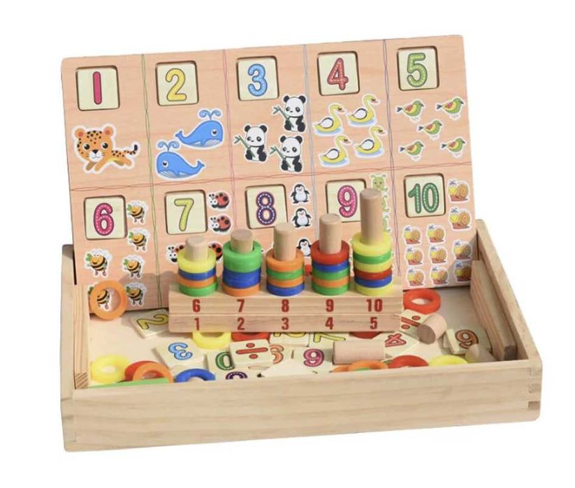 Tabla educativa Montessori din lemn cu fata dubla