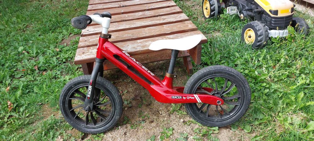 Bicicleta copii fara pedale, Qplay Racer, Roșie, 12 inch