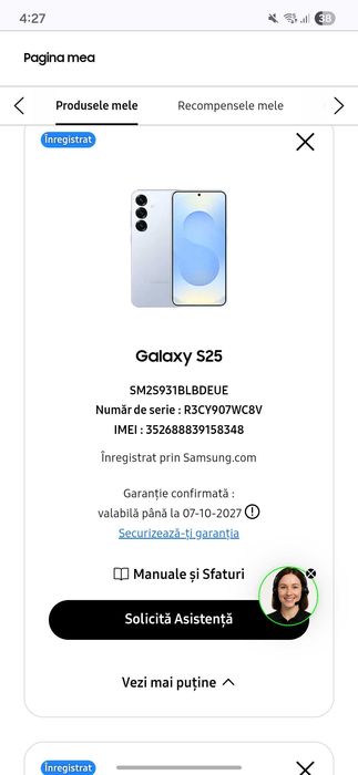 Samsung Galaxy S25 5G, Icy Blue, 128 GB, Ca nou