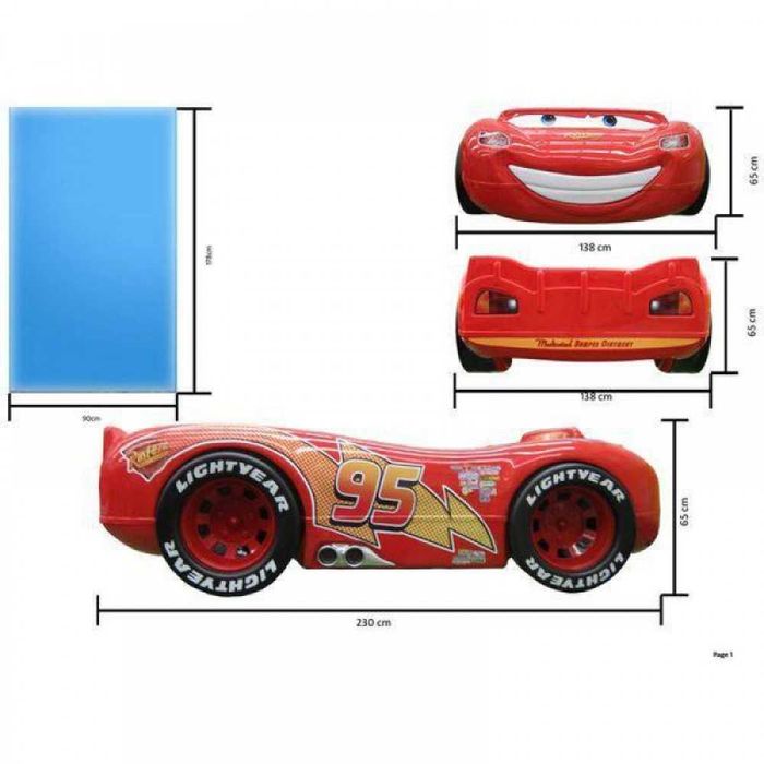 Pat copii dormitor modern Racing Fulger McQUEEN Cars Rusteze ABS