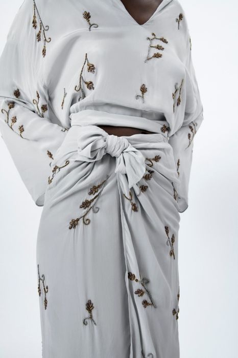 Costum fusta /bluza brodat cu margele Zara limited edition