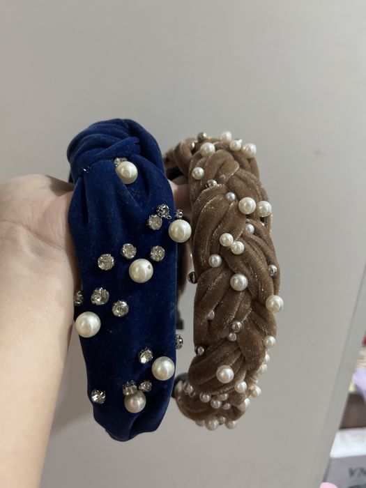 Ободки,синий и коричневый со стразами