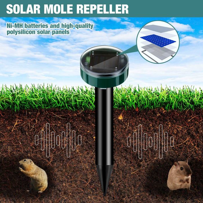 4 броя Соларен уред с ултразвук против къртици, змии, мишки и др
