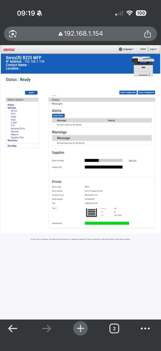 Imprimanta multifunctionala Xerox B225 A4 Alb-negru Wifi