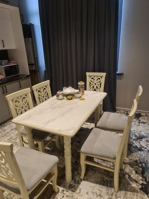 Кухонный стол-стул, 6 стульев